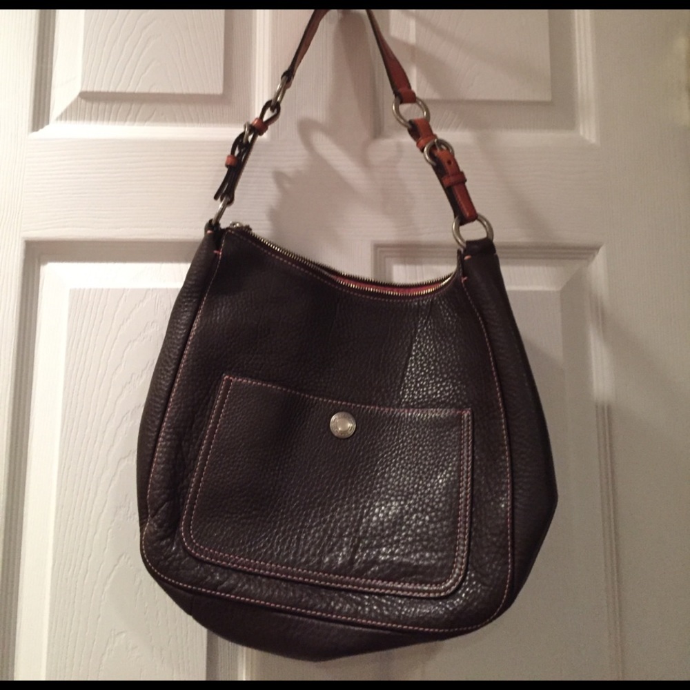 Coach brown pebbled leather shoulder bag