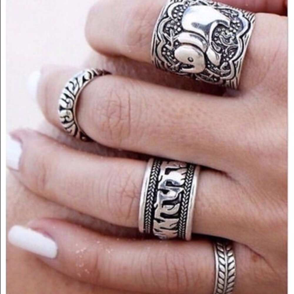 🆕 Retro Elephant Ring Set