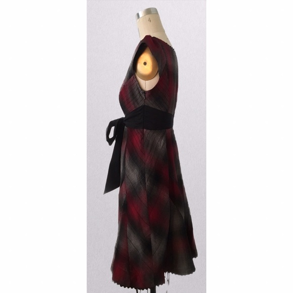 Size 2 Anthro Floreat dress plaid black red gray - Picture 3 of 7