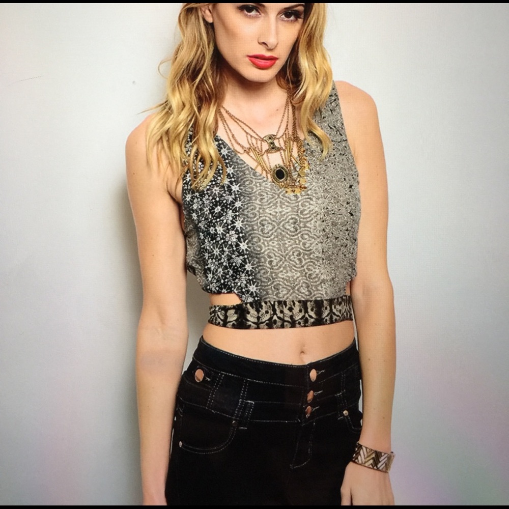 Crop Top Wrap Waist Top Shirt - Picture 4 of 4