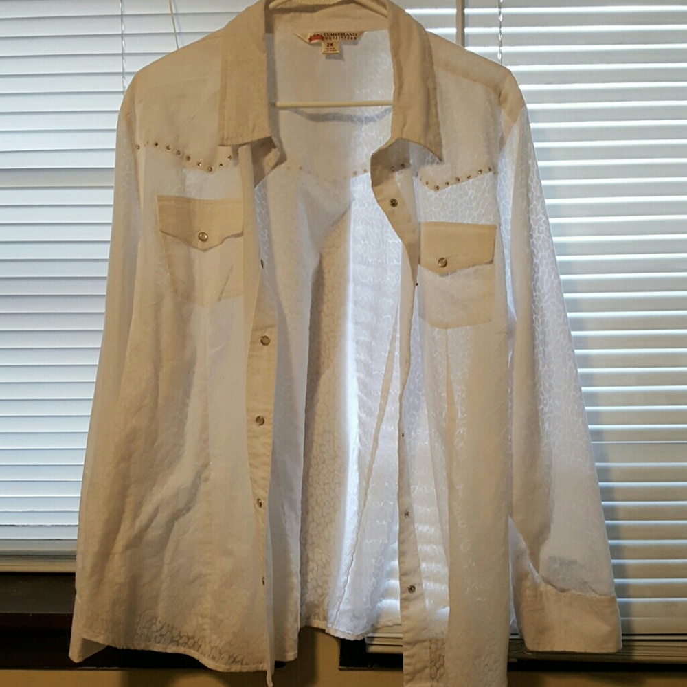 Button up sheer white blouse