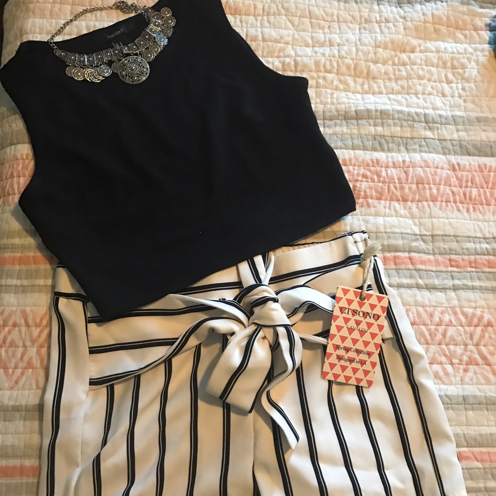 Black and white stripped shorts