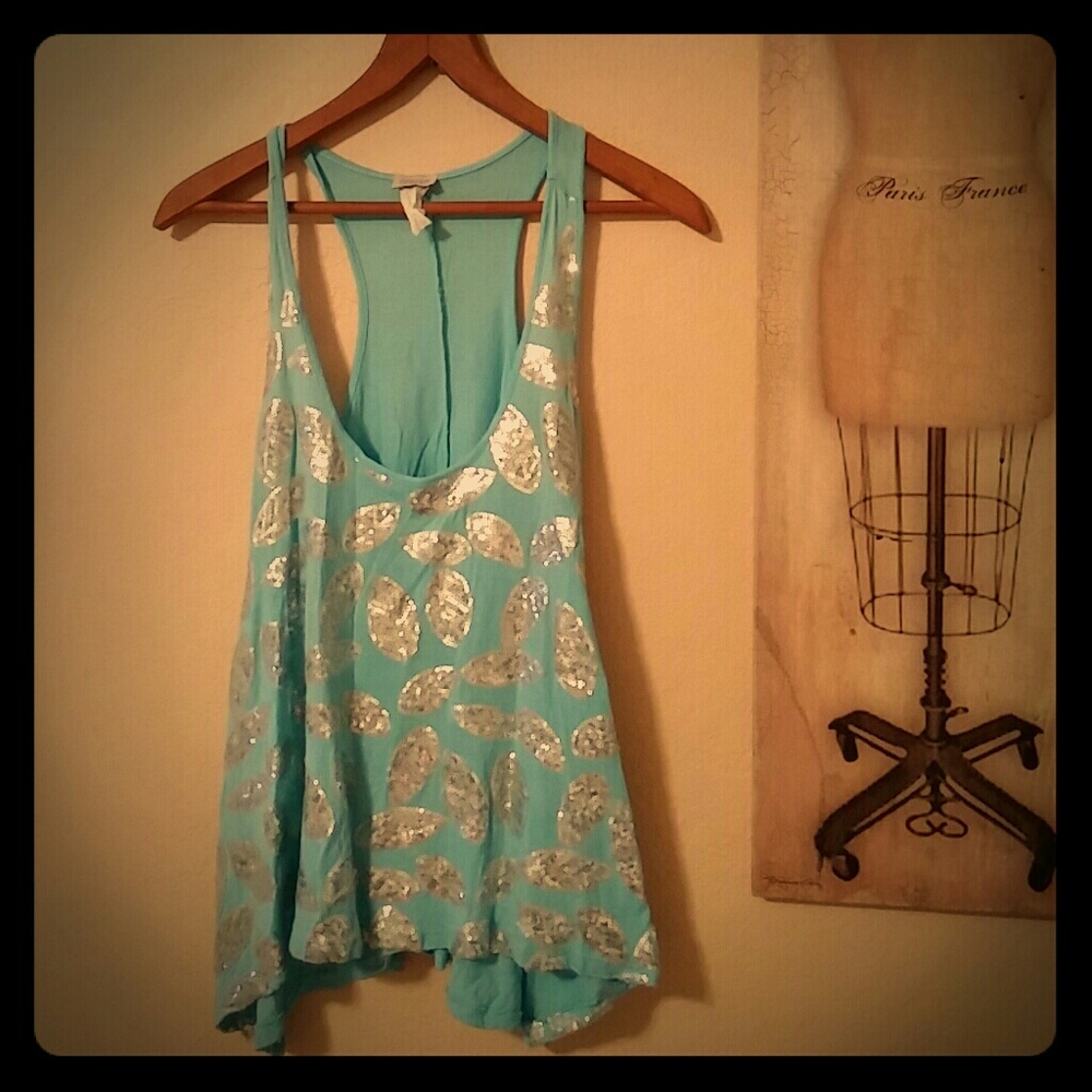 🎀  Blue with sequence tank top