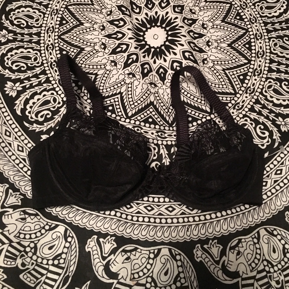 Panache 30D/32B unlined black lace bra NWOT