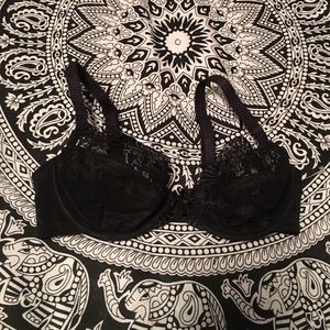 Panache 30D/32B unlined black lace bra NWOT