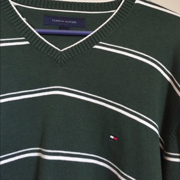 Men's Long Sleeve Tommy Hilfiger V Neck Sweater - Picture 2 of 5