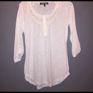White 3/4 length tee NWOT