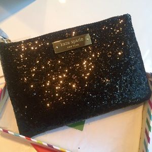 Kate Spade black glitterball coin purse