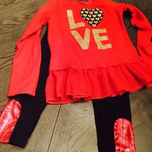 Girls Red and Gold outfit.