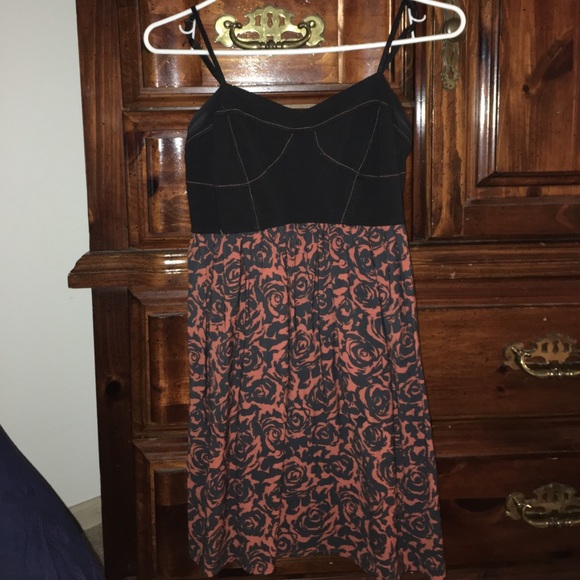 Sole Mio vintage orange and black floral dress - Picture 1 of 4