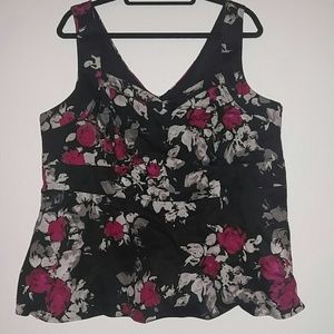 Black Floral Peplum Top