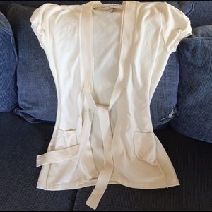 🎀Cap-Sleeve Tie-Front ⚪️White Cardigan