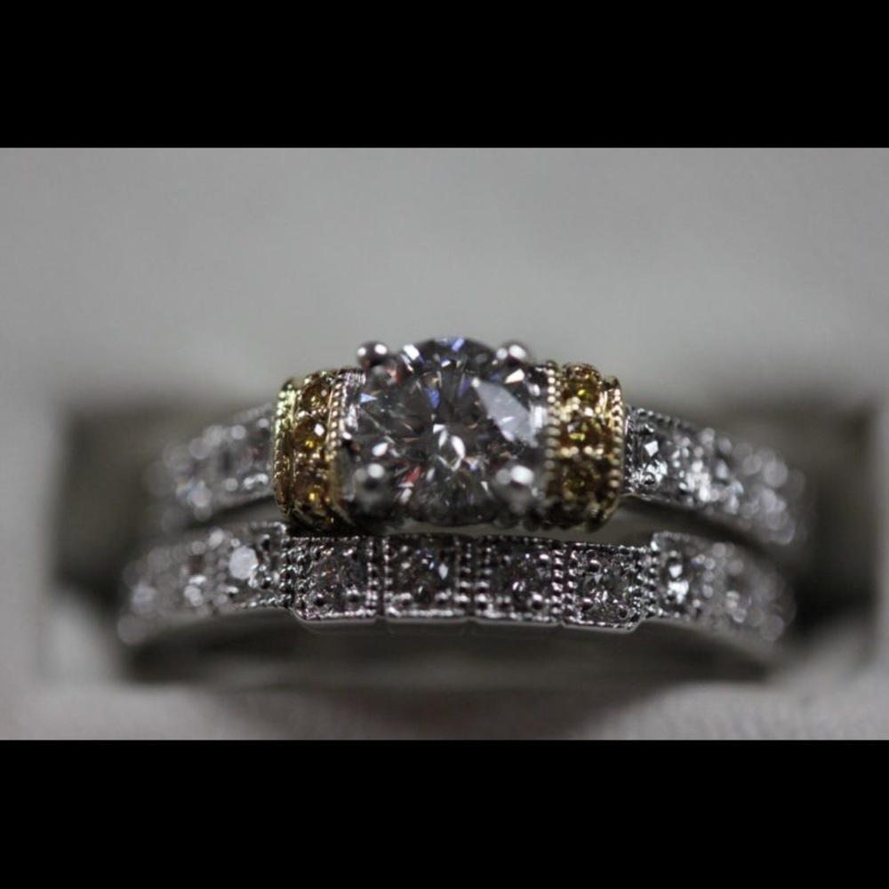 Ladies' 14K Two Tone Diamond Wedding Set