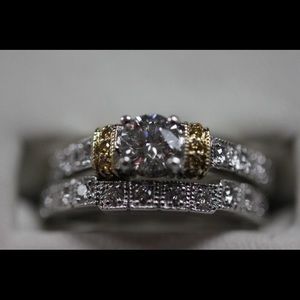Ladies' 14K Two Tone Diamond Wedding Set