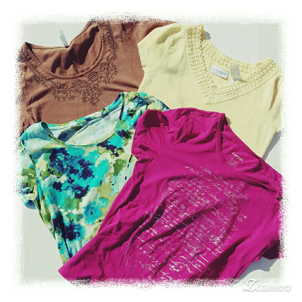 Lot 4 tees short sleeve tops S SMALL Liz Express 9