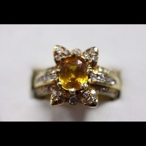 Sapphire And Diamond 18K Yellow Gold Ring