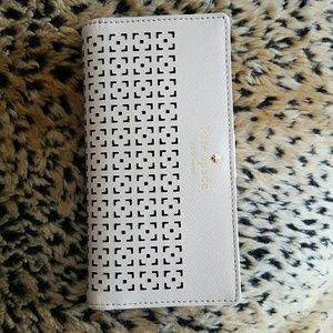 NWT Tan laser-cut Kate Spade Bifold wallet