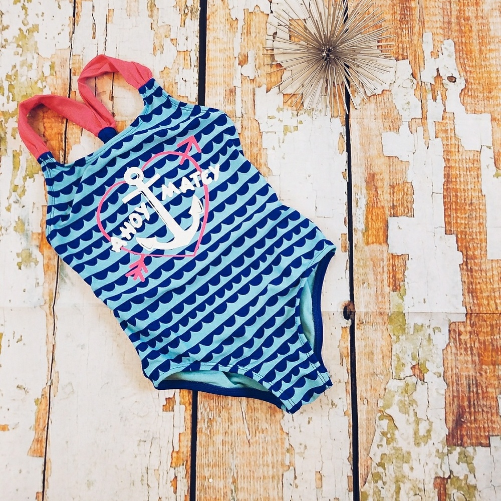 Anchor Bathing Suit Pink & Blue
