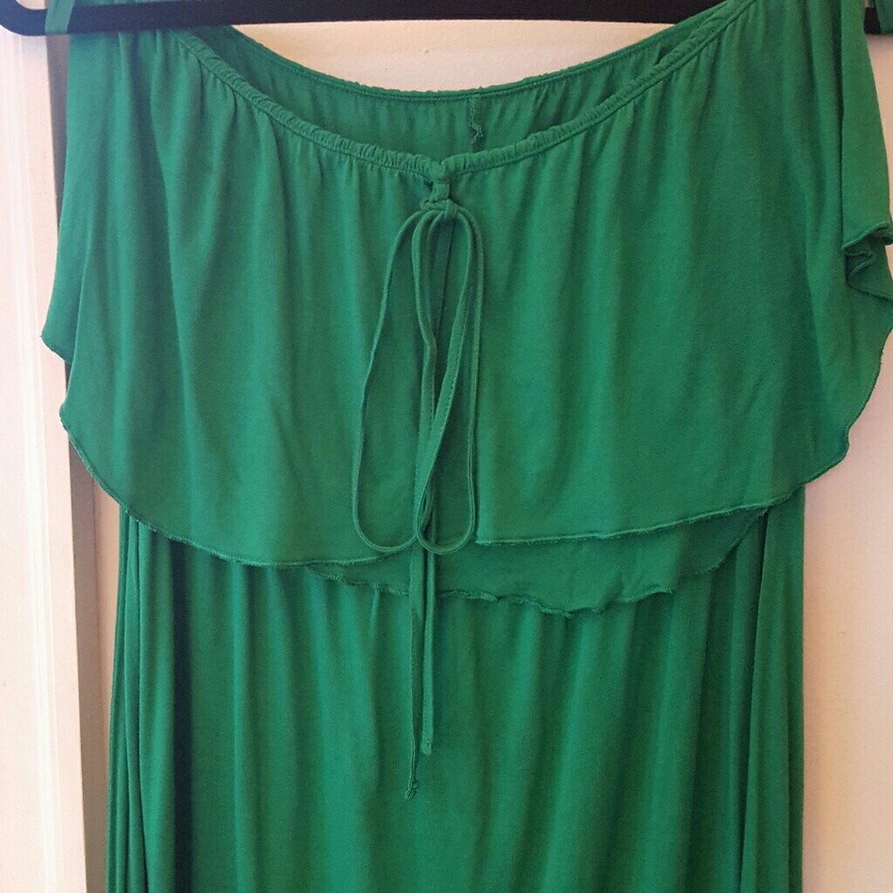 Kelly Green Strapless Ruffle Dress Sz XL