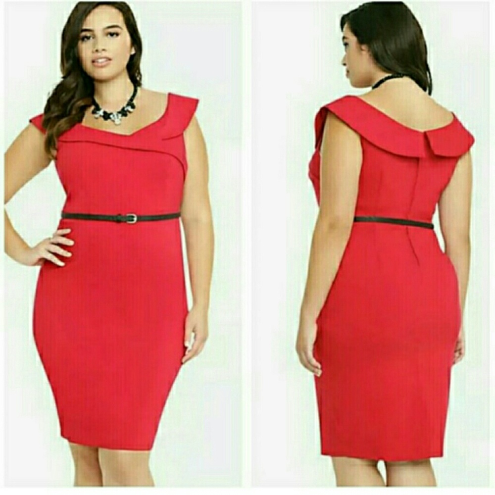 Torrid Retro Chic Red Pencil Skirt dress w.belt