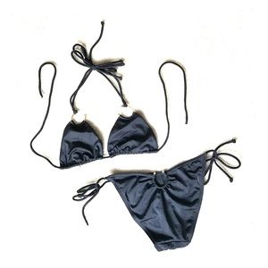 ALL BLACK BIKINI WITH GOLD HARDWARE SIZE SMALL.