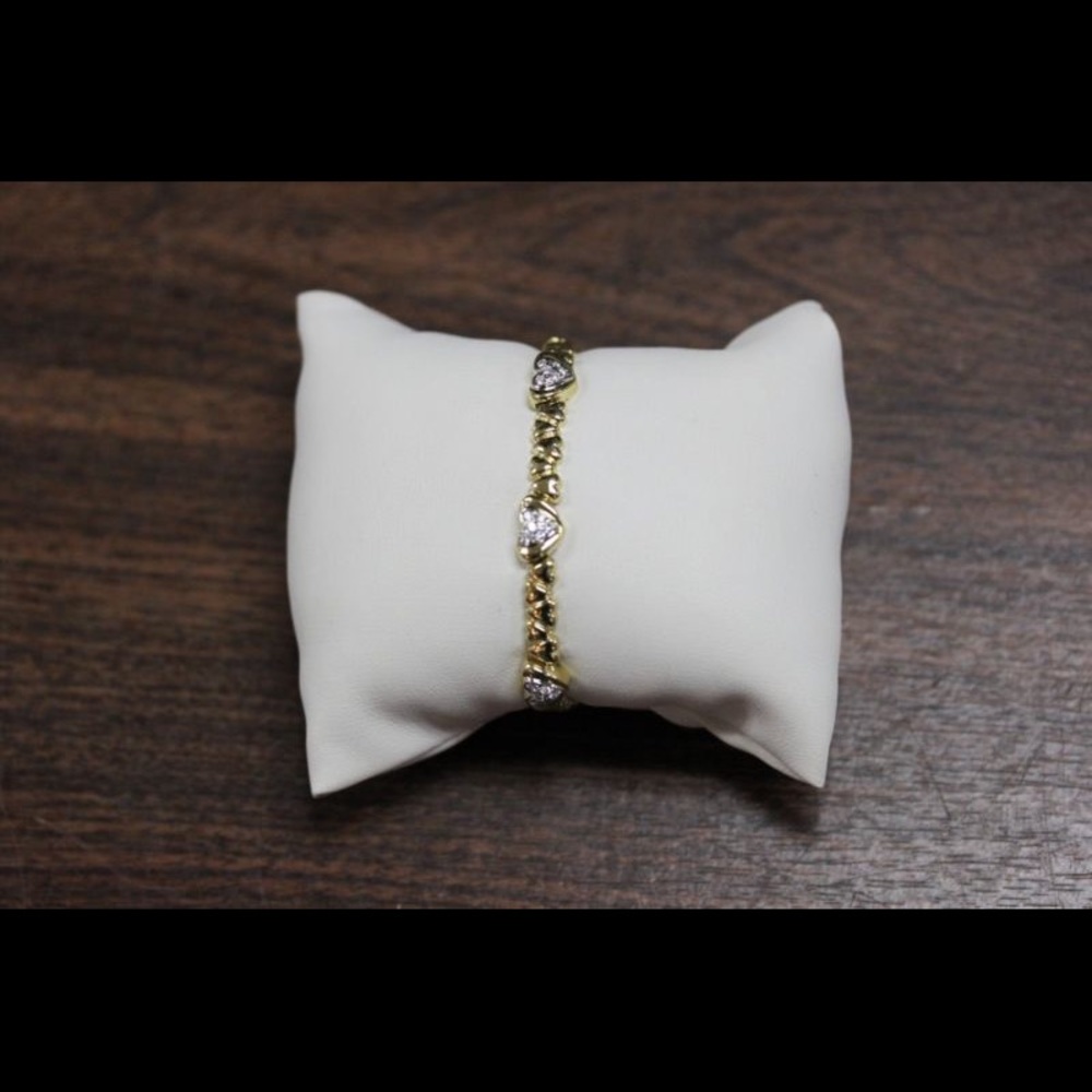 18K Yellow Gold Heart And Diamond Bracelet