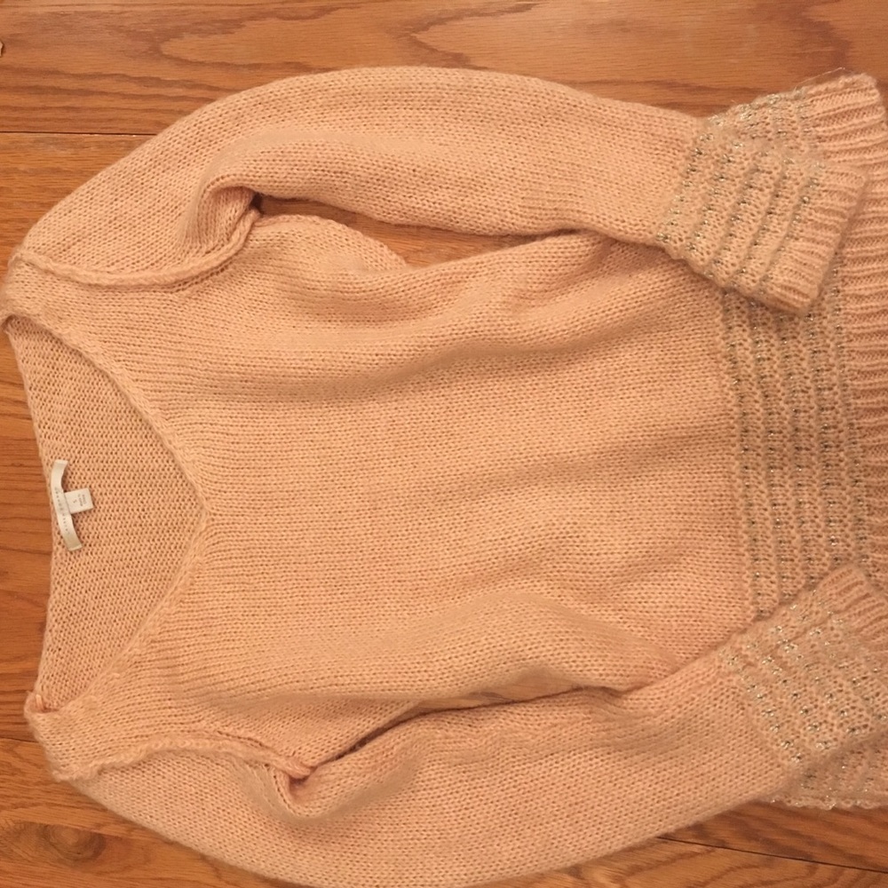 Lauren Conrad Peach and Gold Sweater