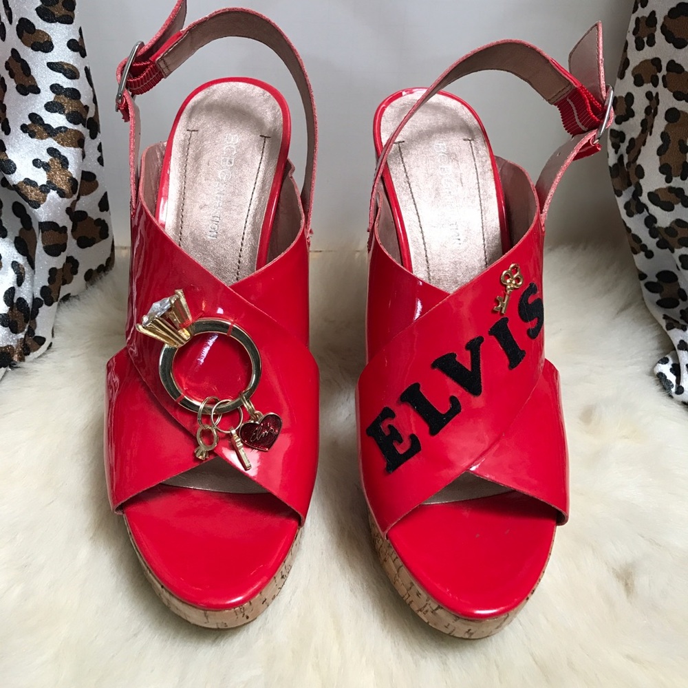 BCBG red Elvis wedges