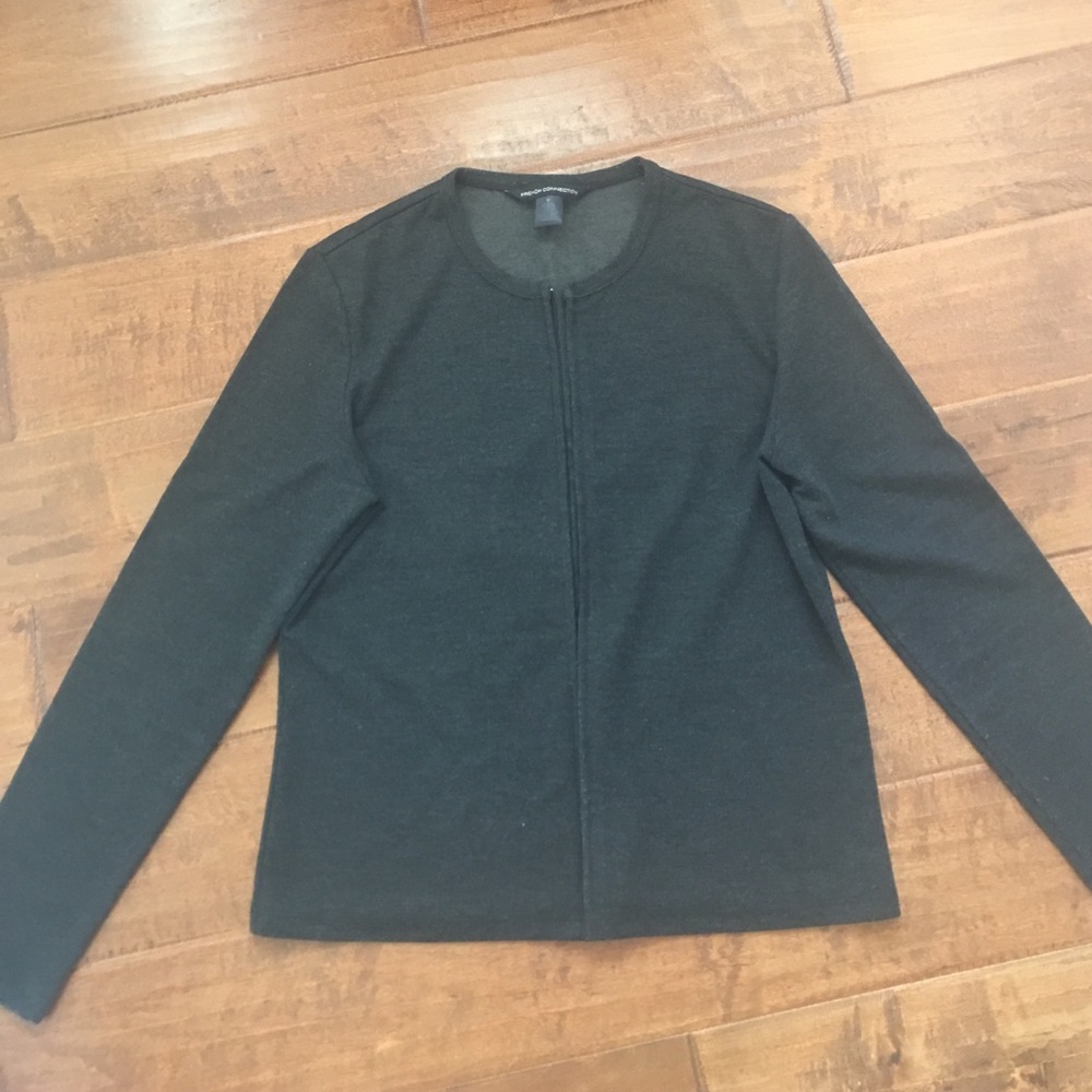 French Connection grey zip cardigan sweater,Medium