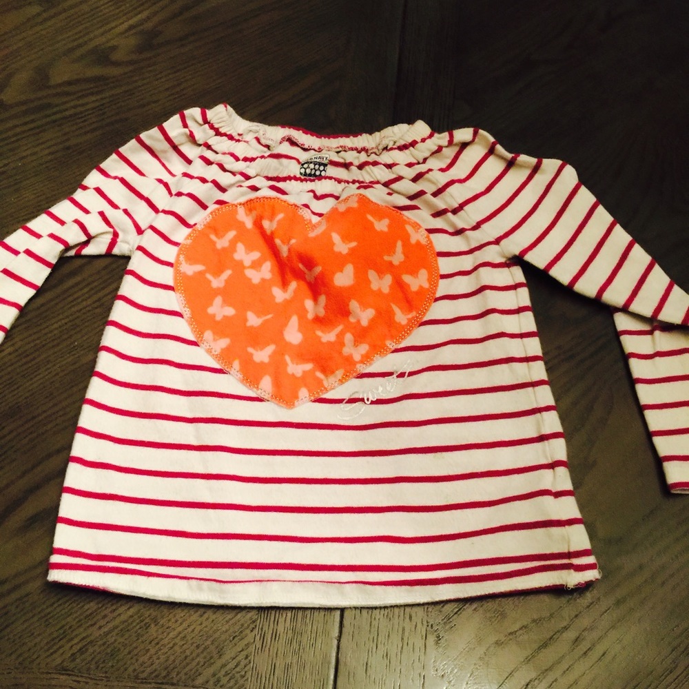 Old Navy Striped heart girls shirt
