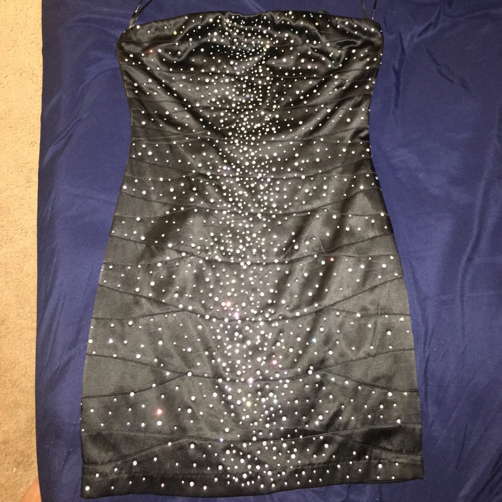 Forever 21 black strapless dress with rhinestones