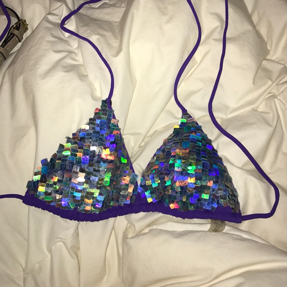 Purple Sequin bikini top