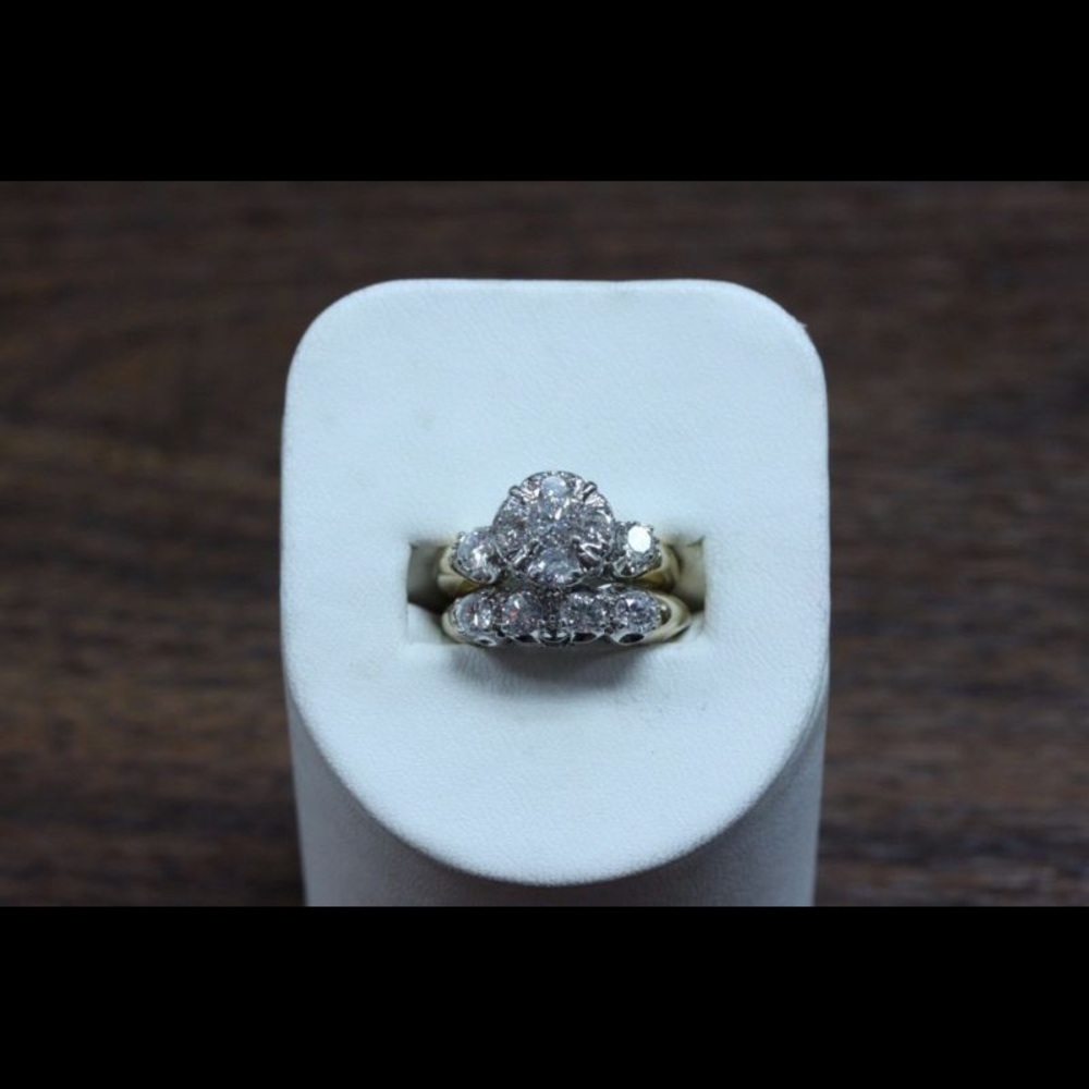 Melrose Diamond Cluster Ring Set 14K Yellow Gold