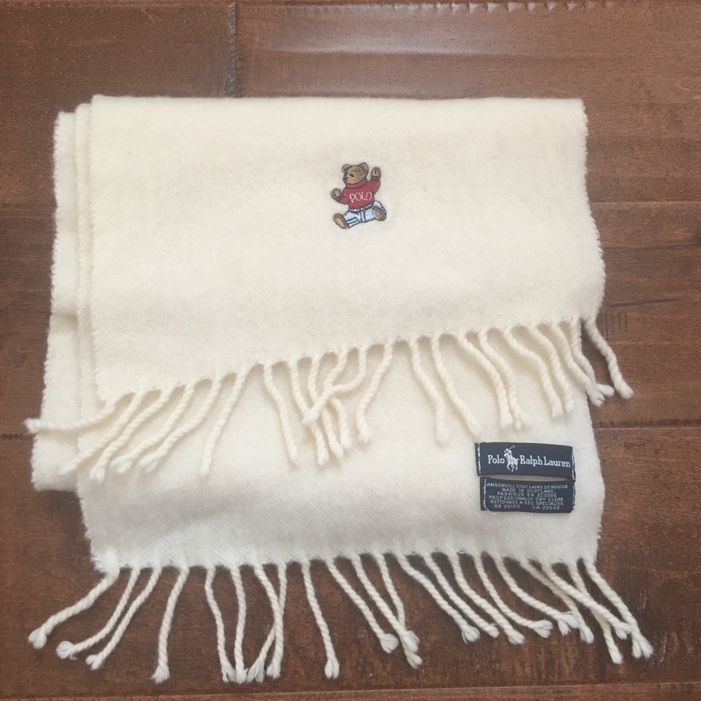 Polo Ralph Lauren white/off white 100% wool scarf