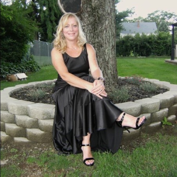 Black Ruffle Halter Gown - Picture 1 of 8