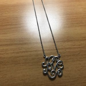 silver cursive "Love" necklace