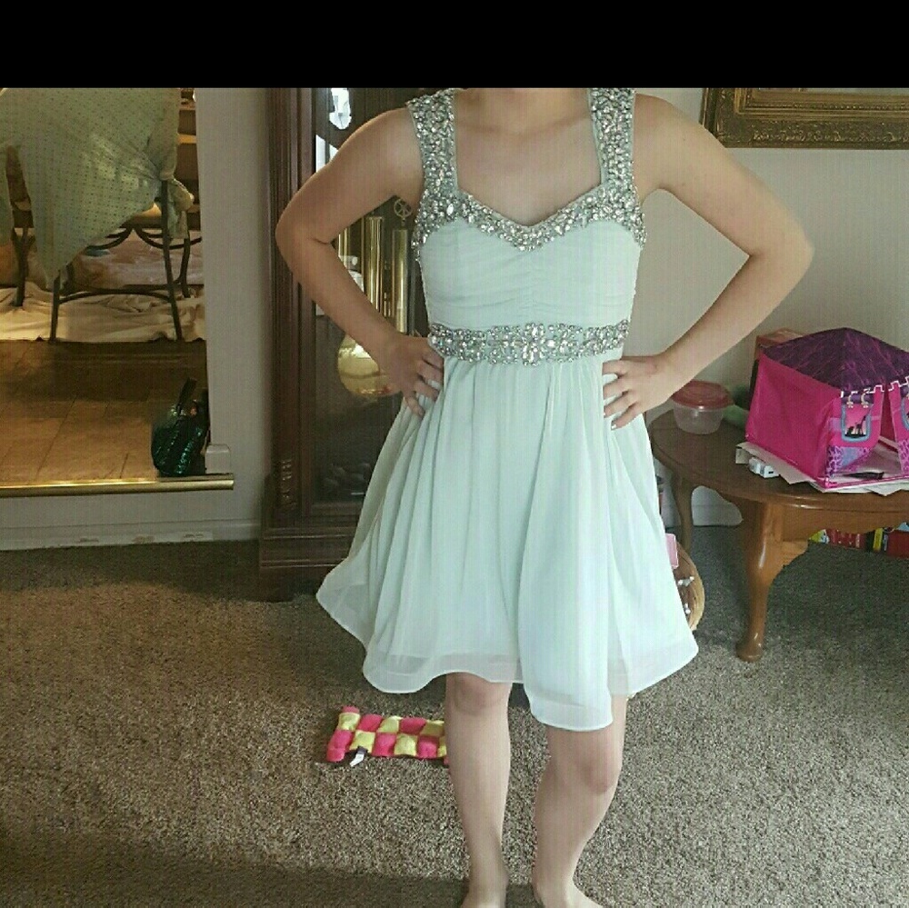 Tiffany Blue Short Prom Dress