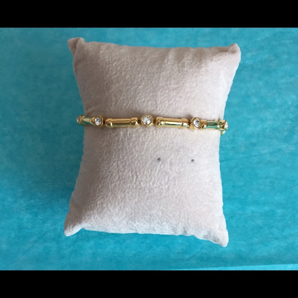Goldtone and Crystal Bamboo Link Bracelet