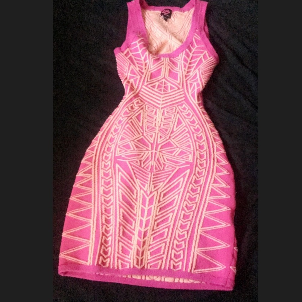 Bebe tribal print open back mini dress