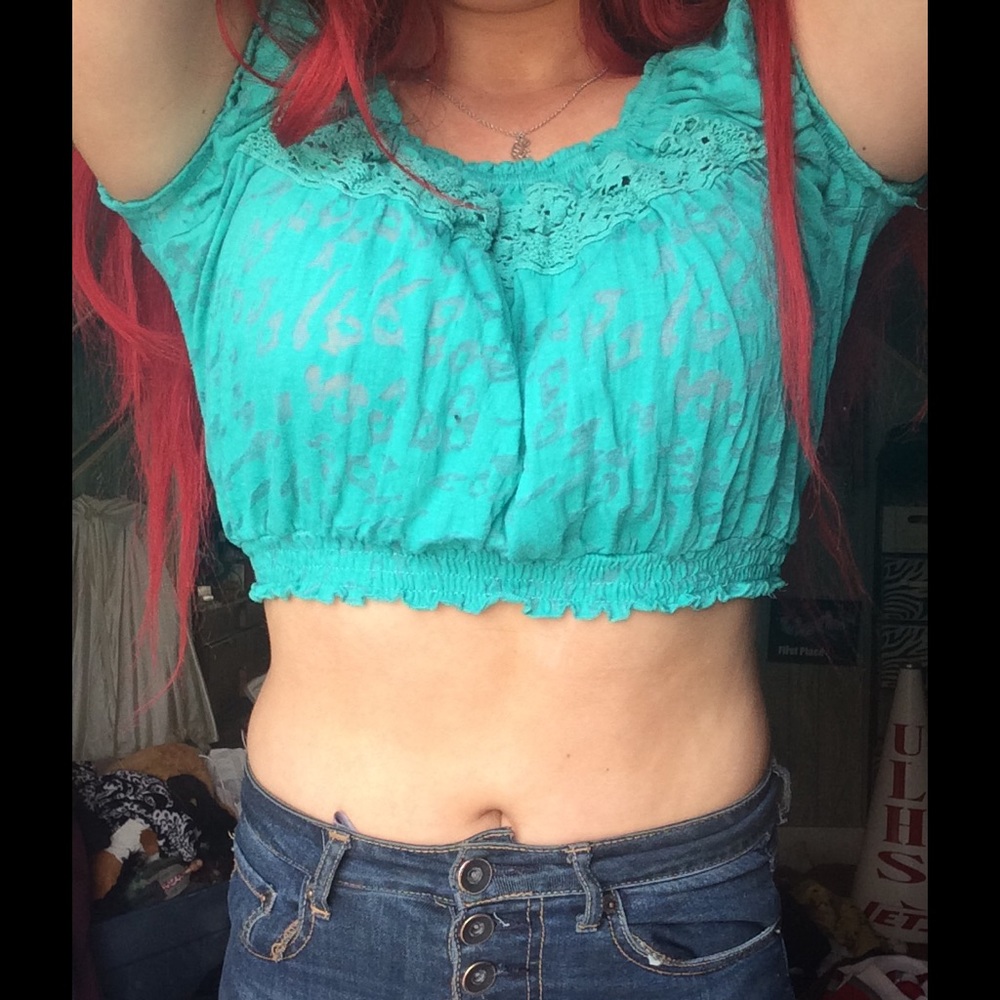 Teal blue crop top