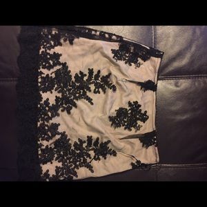 Cream/tan skirt with black lace