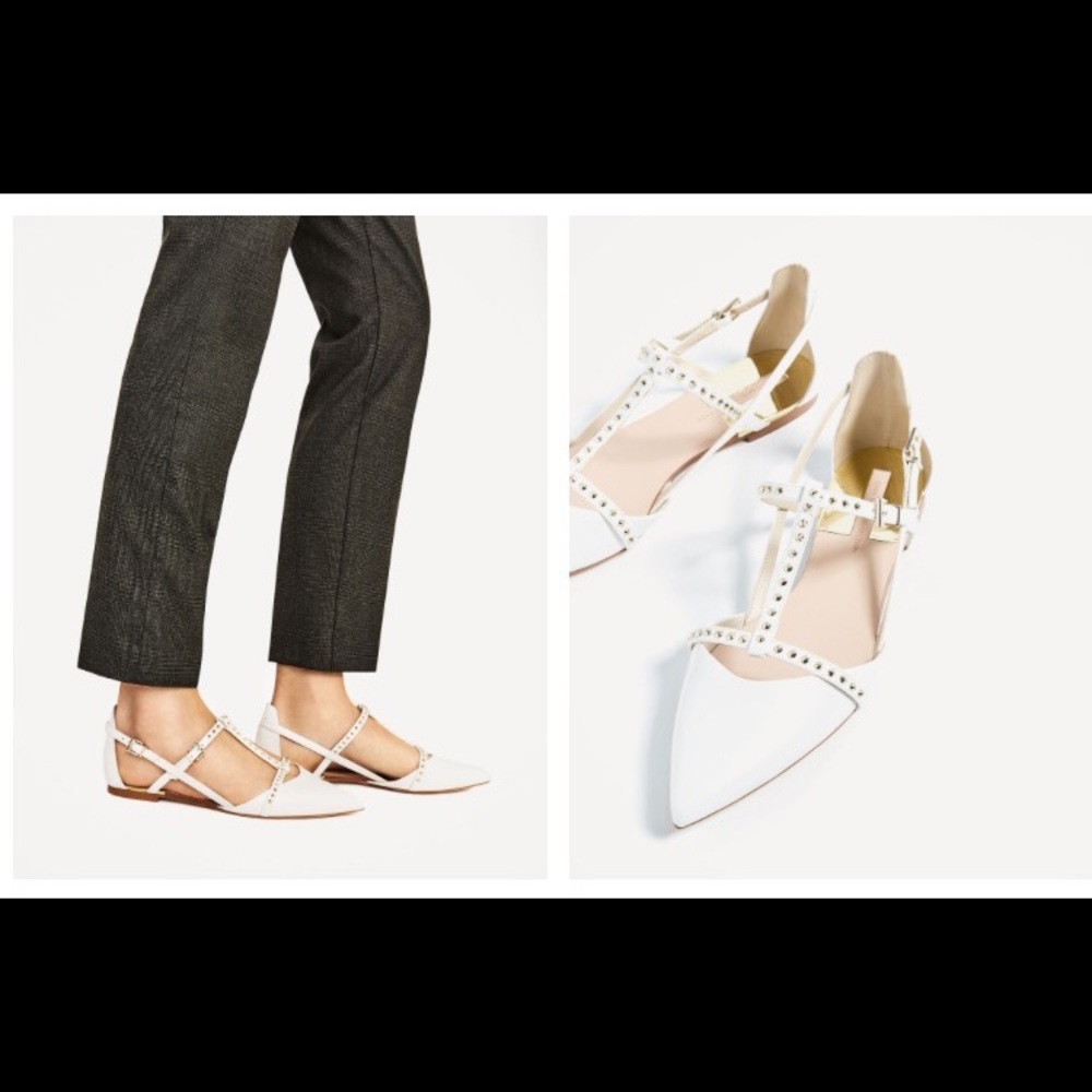 ☘️Zara white flats☘️