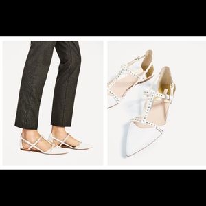 ☘️Zara white flats☘️