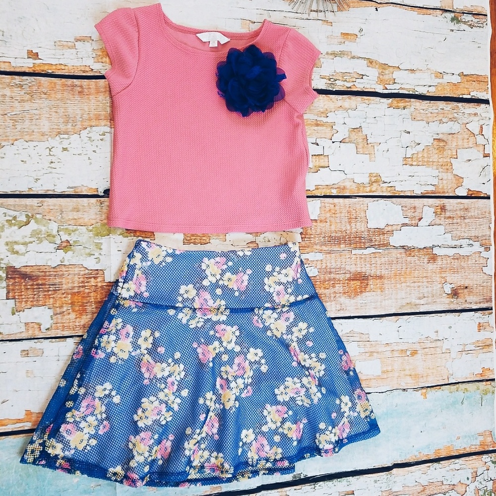 Girls floral skirt set