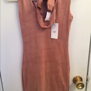 Pink suede dress, brand new with tags
