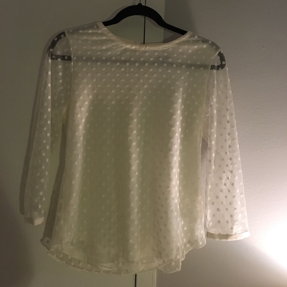 Ann Taylor White Polka Dot Top - Small