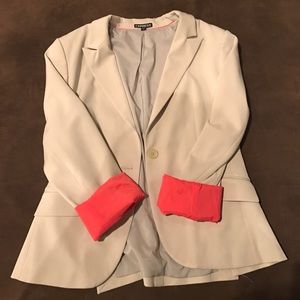 EXPRESS cream blazer with pink trim!