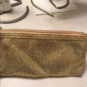 Gold-colored sequin zip pouch