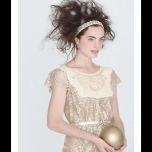 HD in Paris Anthropologie Silver Metallic Lace Top HD in Paris Anthropologie Silver Metallic Lace Top