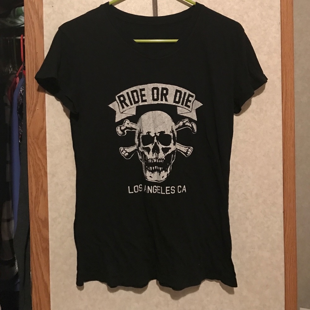 Black Tee with White Writing "Ride or Die"